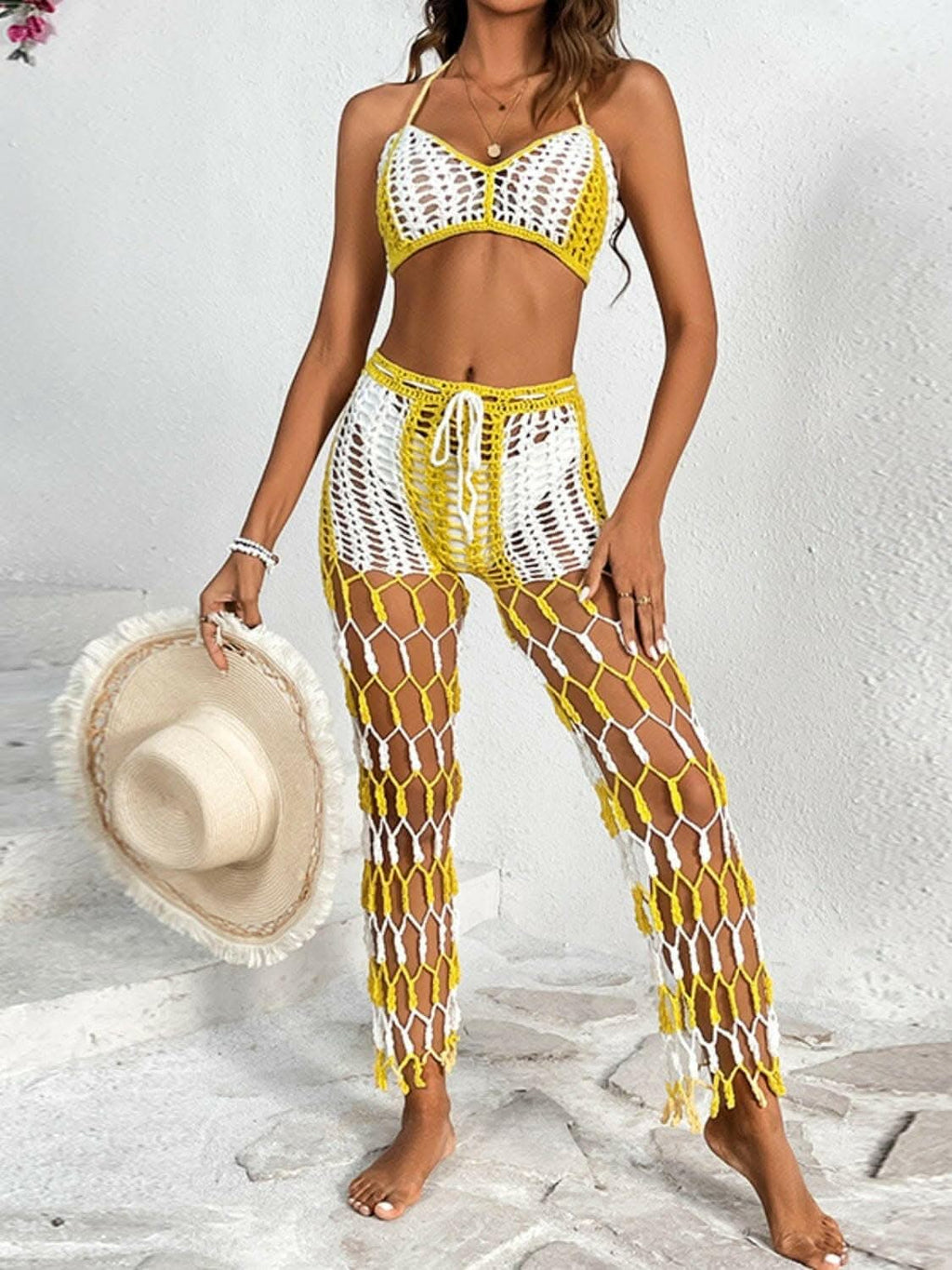 Chic cutout halter swimwear set