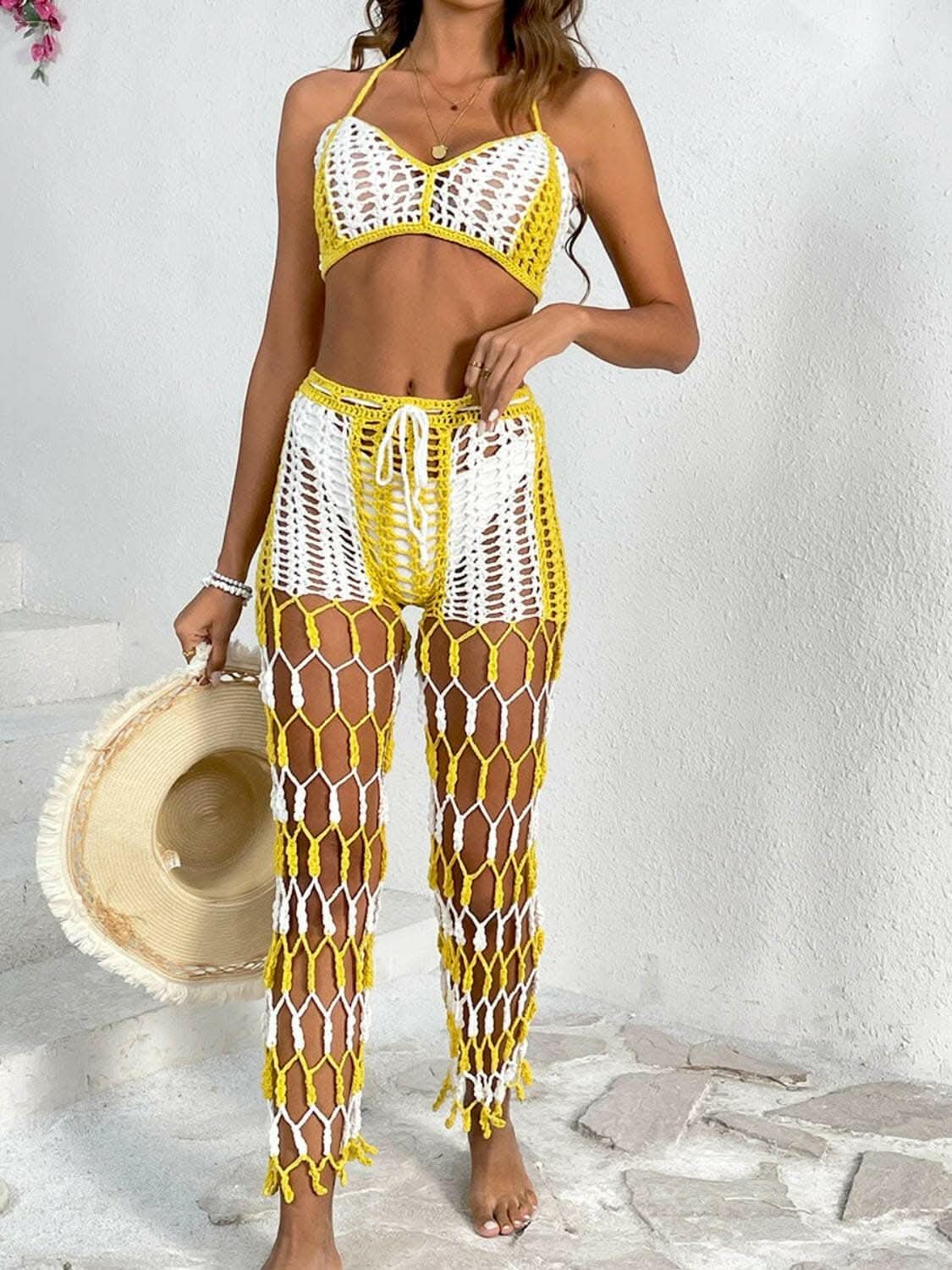 Chic cutout halter swimwear set