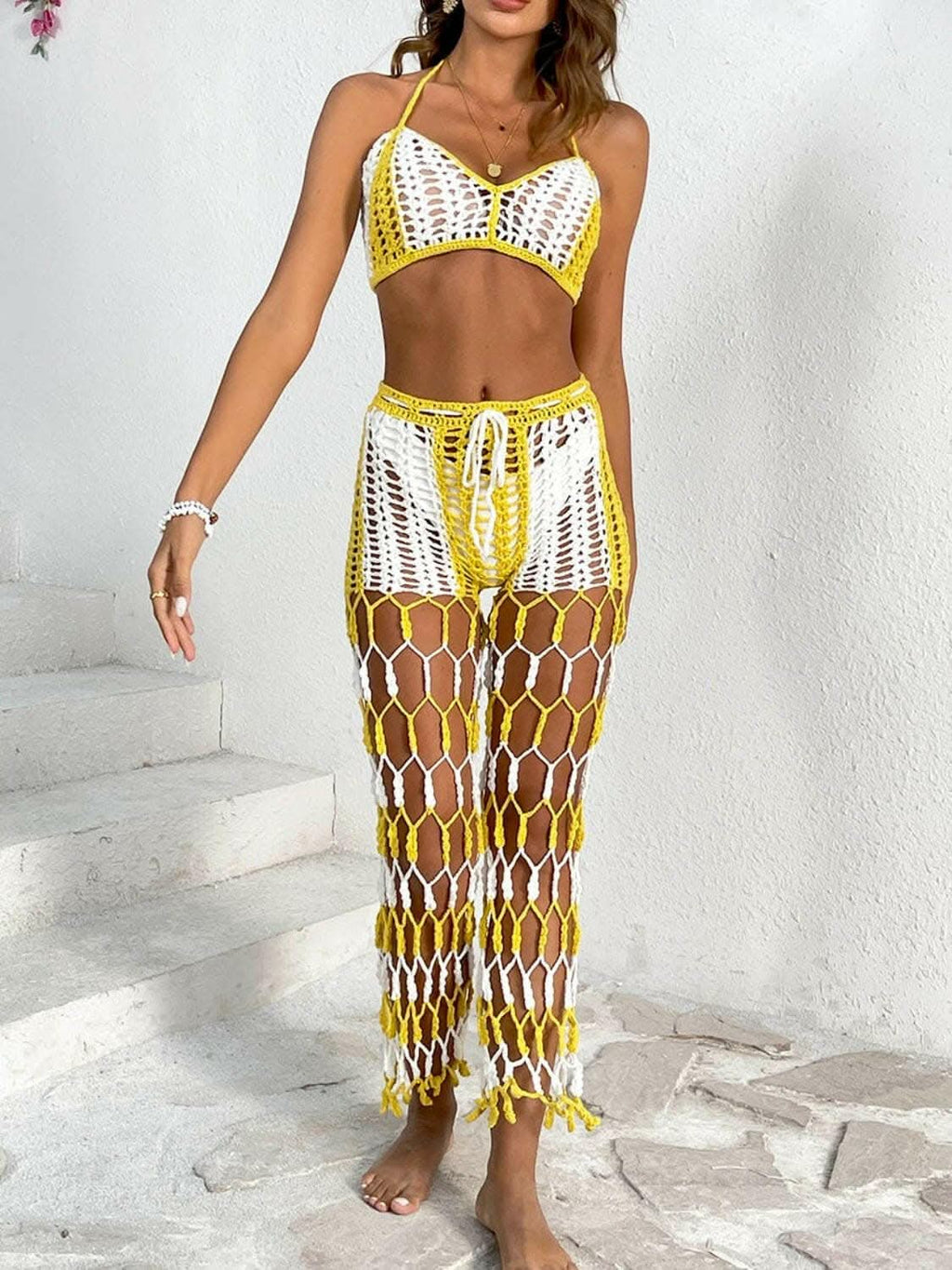 Chic cutout halter swimwear set