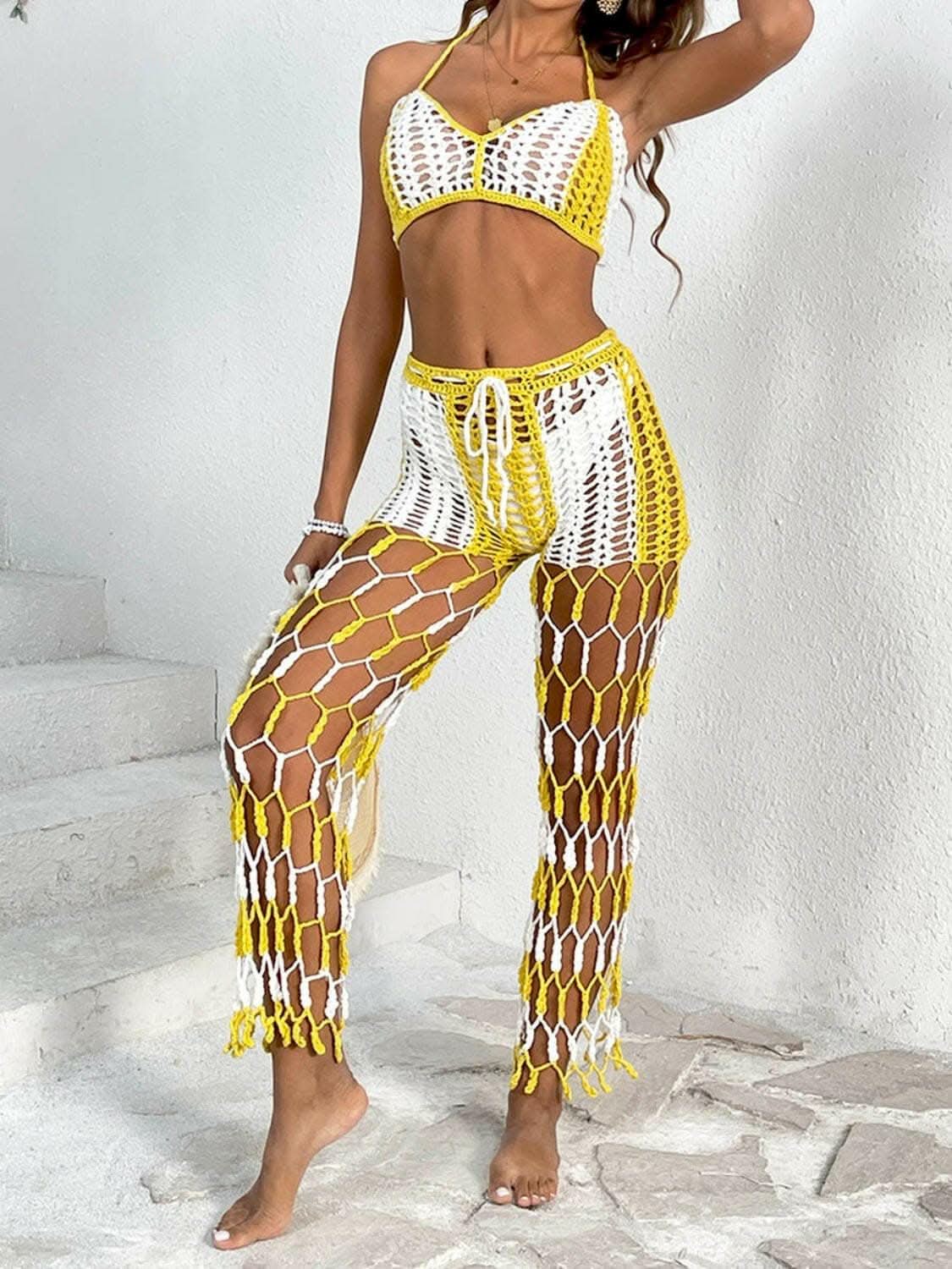 Chic cutout halter swimwear set