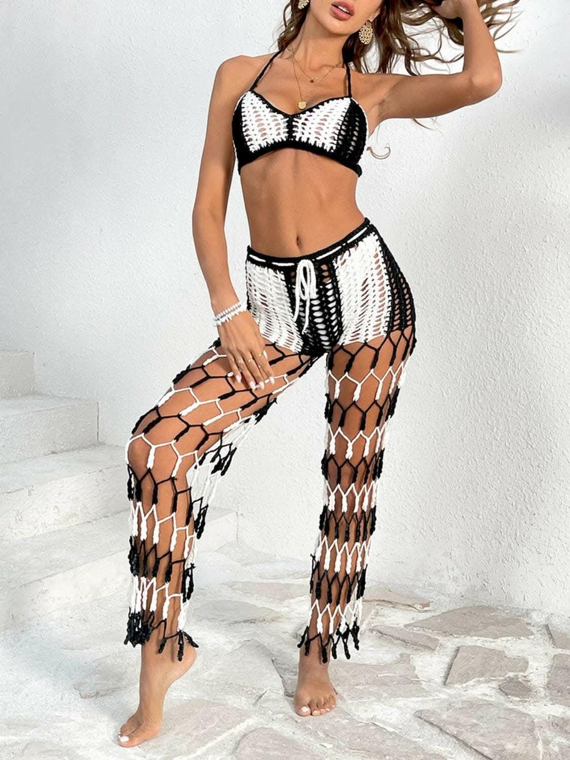 Chic cutout halter swimwear set