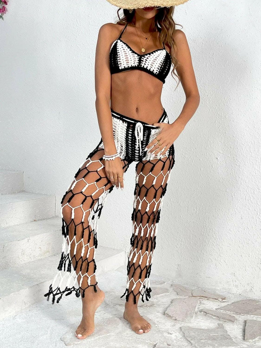 Chic cutout halter swimwear set