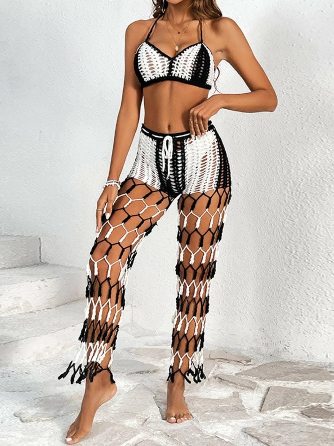 Chic cutout halter swimwear set