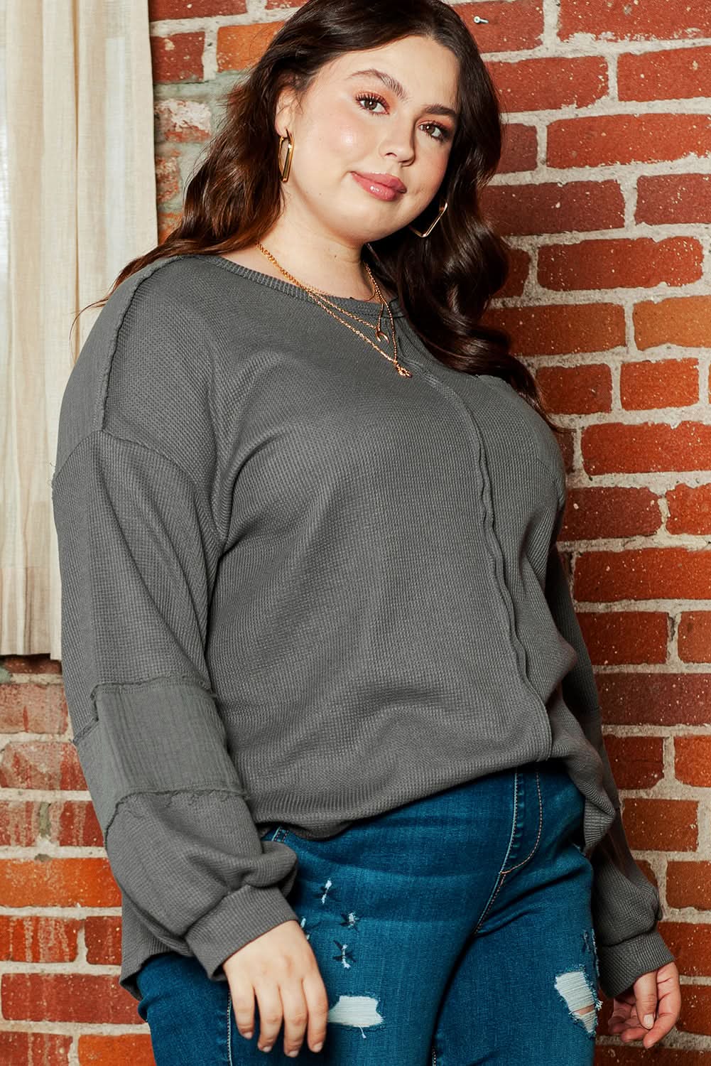 Chic dark grey plus size top