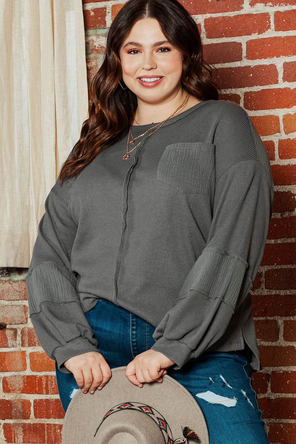 Chic dark grey plus size top