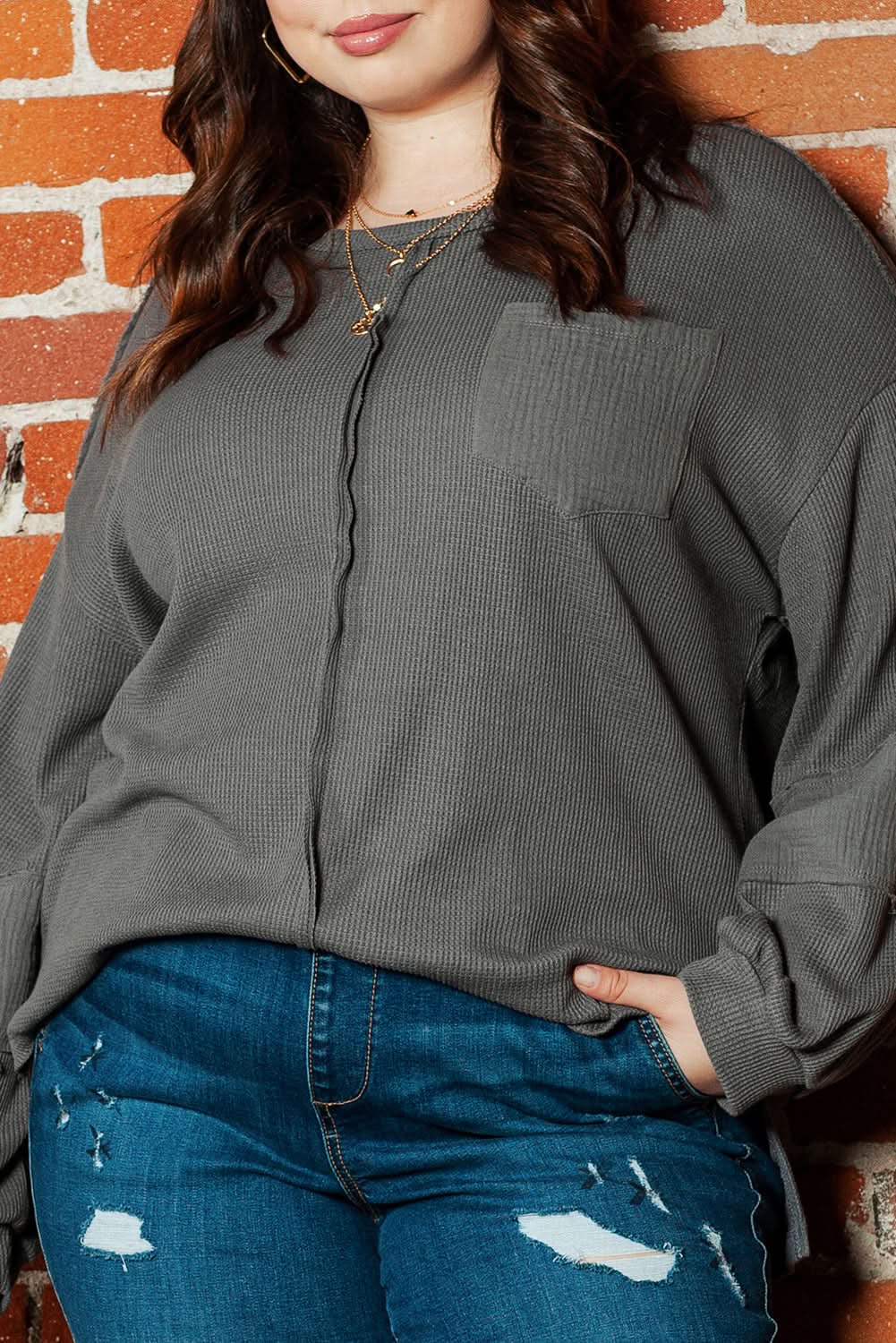 Chic dark grey plus size top