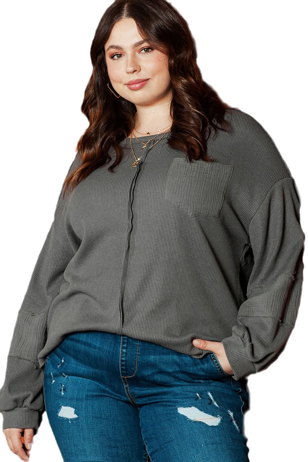 Chic dark grey plus size top