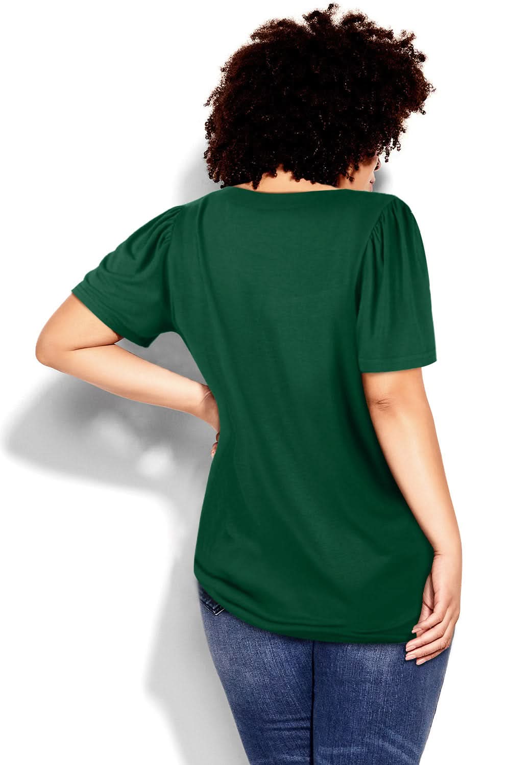 Chic green plus size square neck top