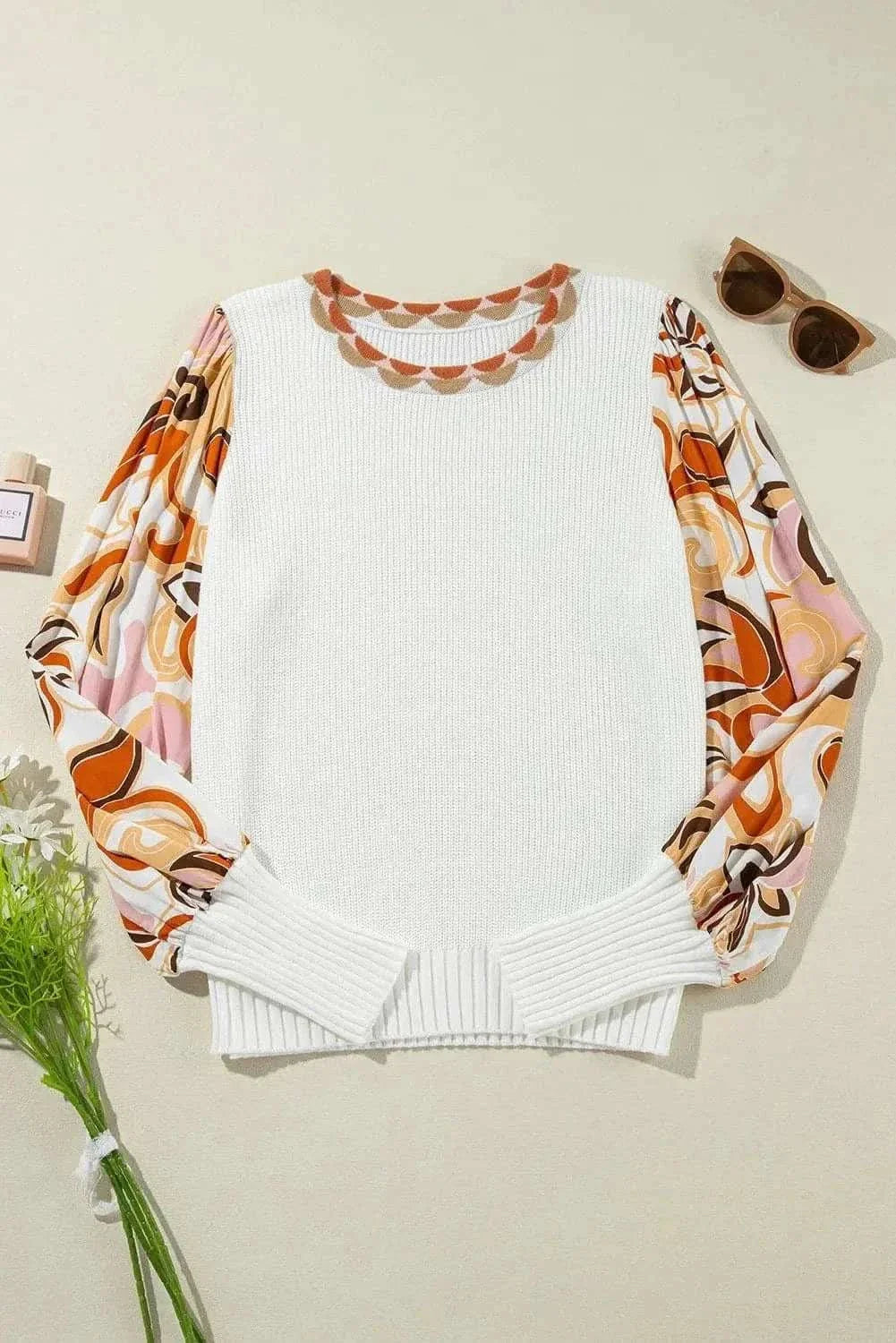 Chic lantern sleeve knit top