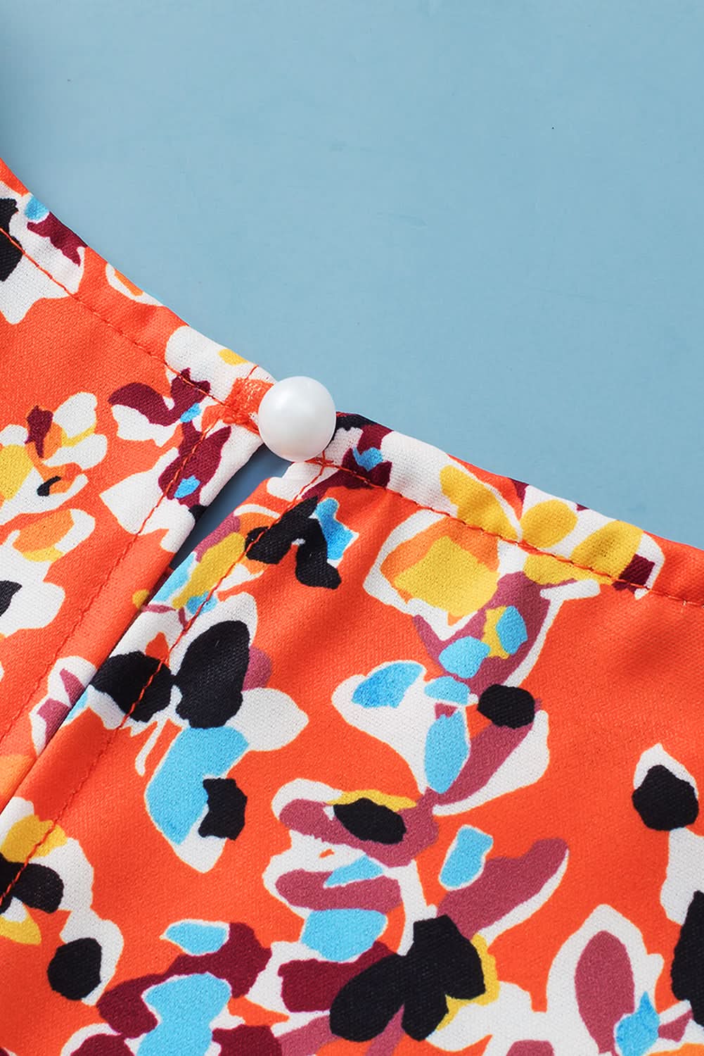 Chic orange floral ruffle sleeve top