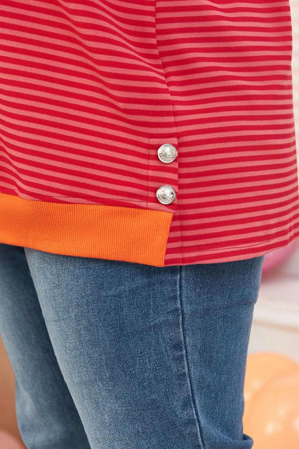 Chic orange striped plus size top