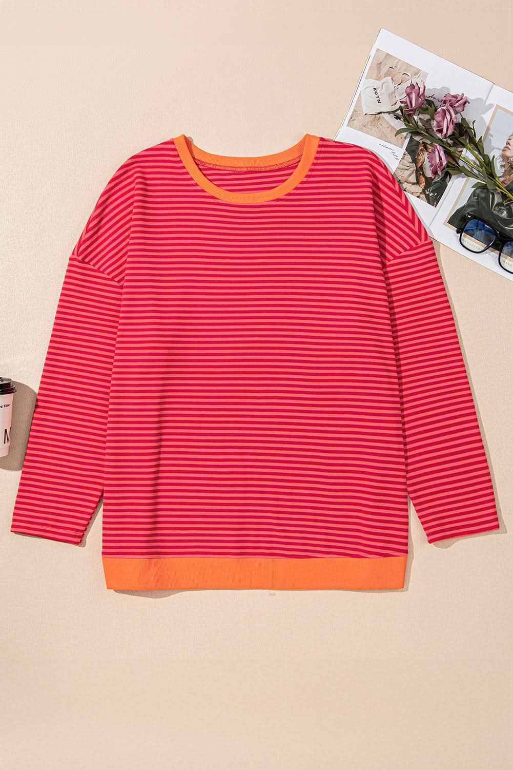 Chic orange striped plus size top