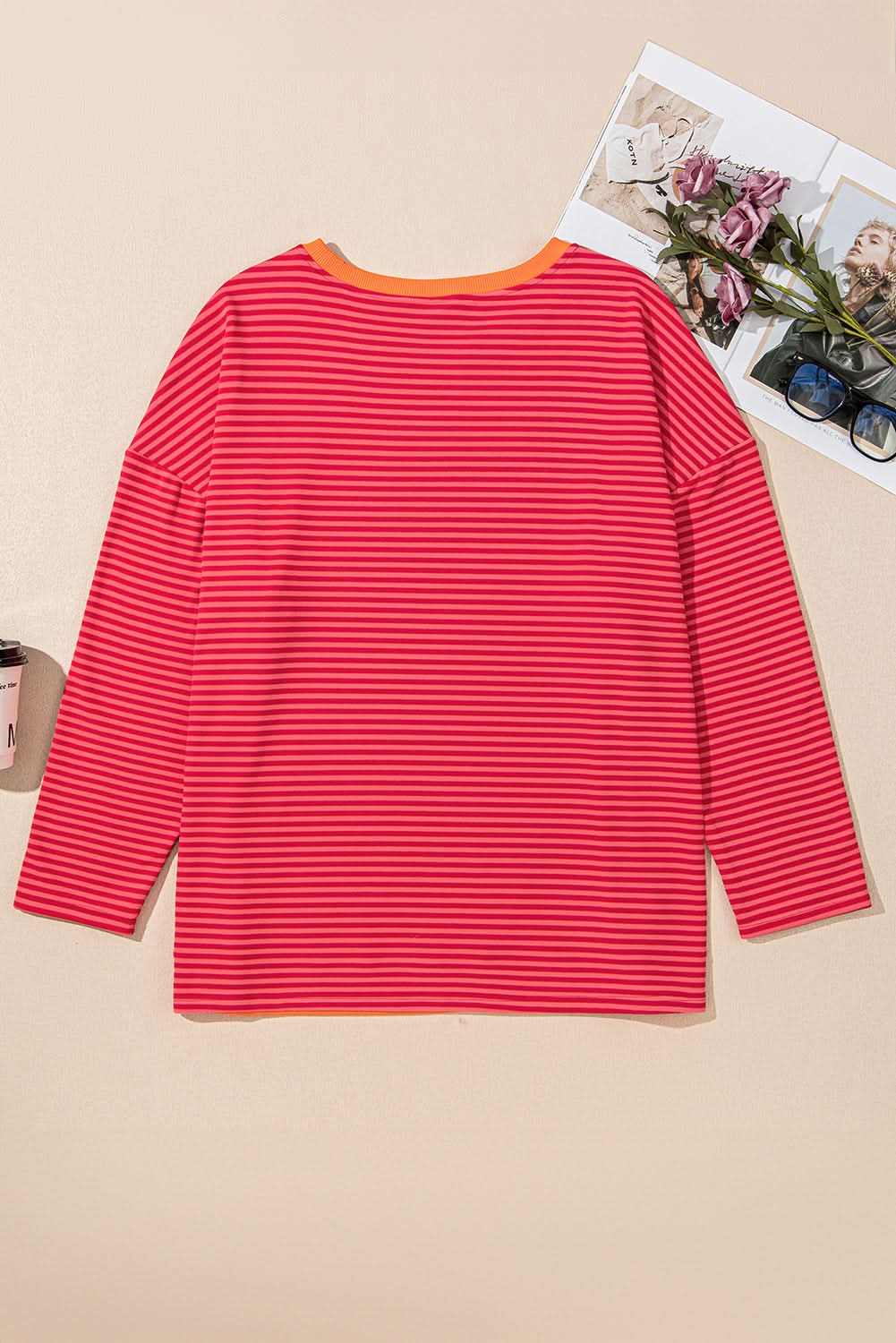 Chic orange striped plus size top