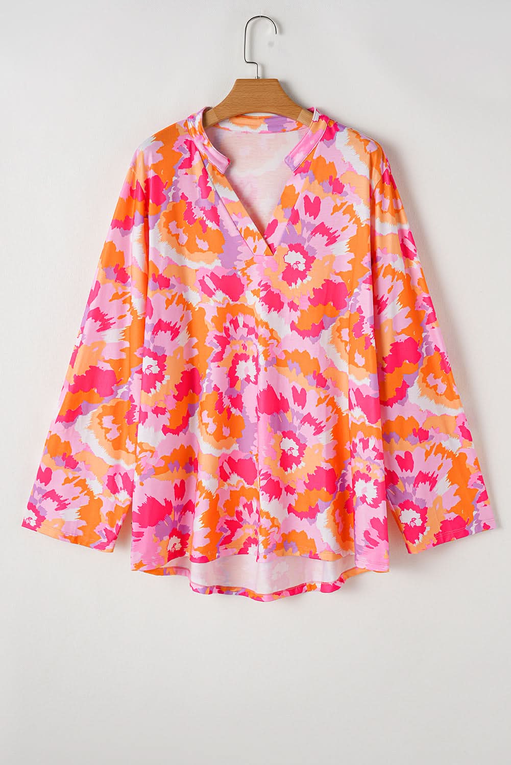 Chic pink floral plus size blouse