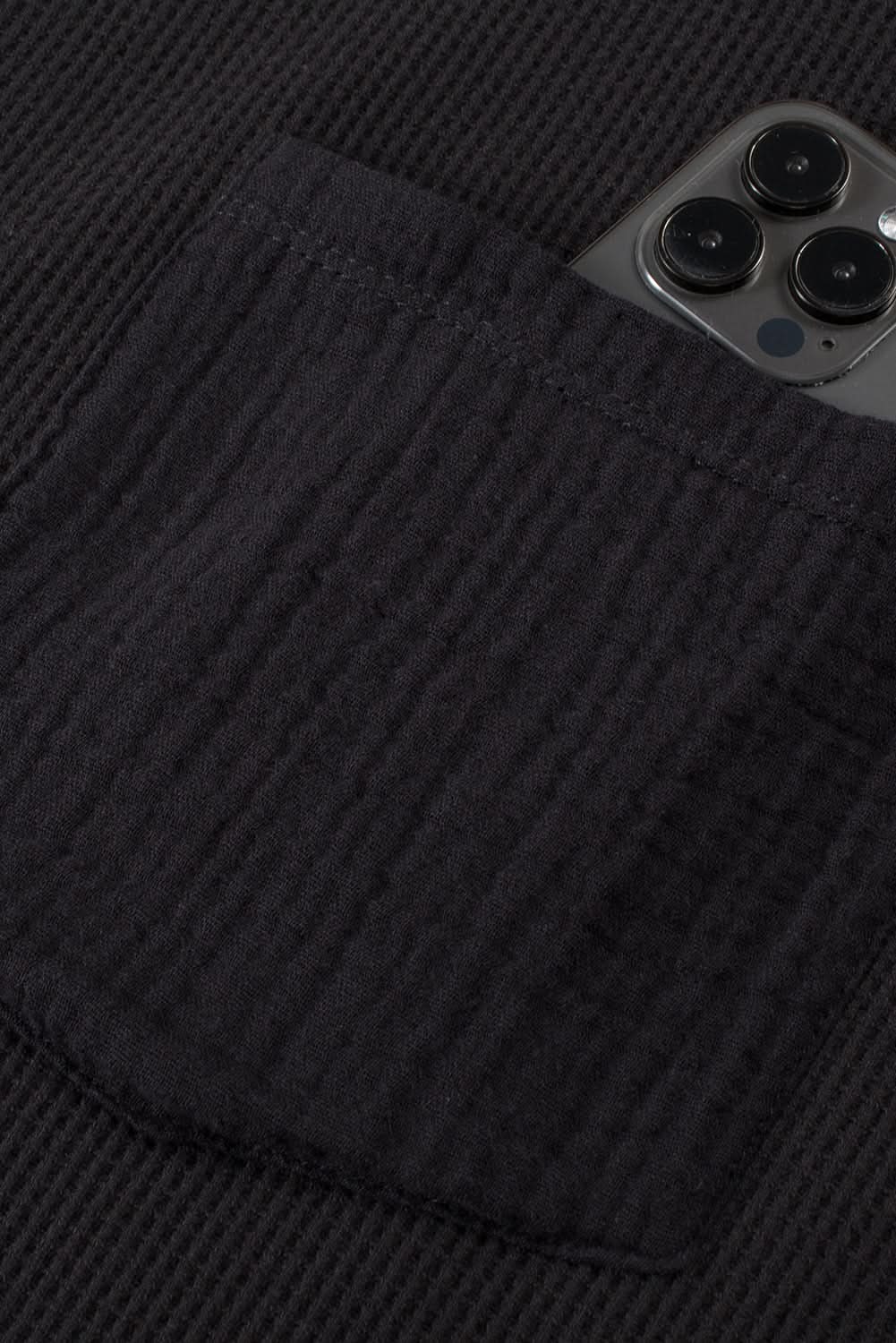 Chic plus-size black crinkle top