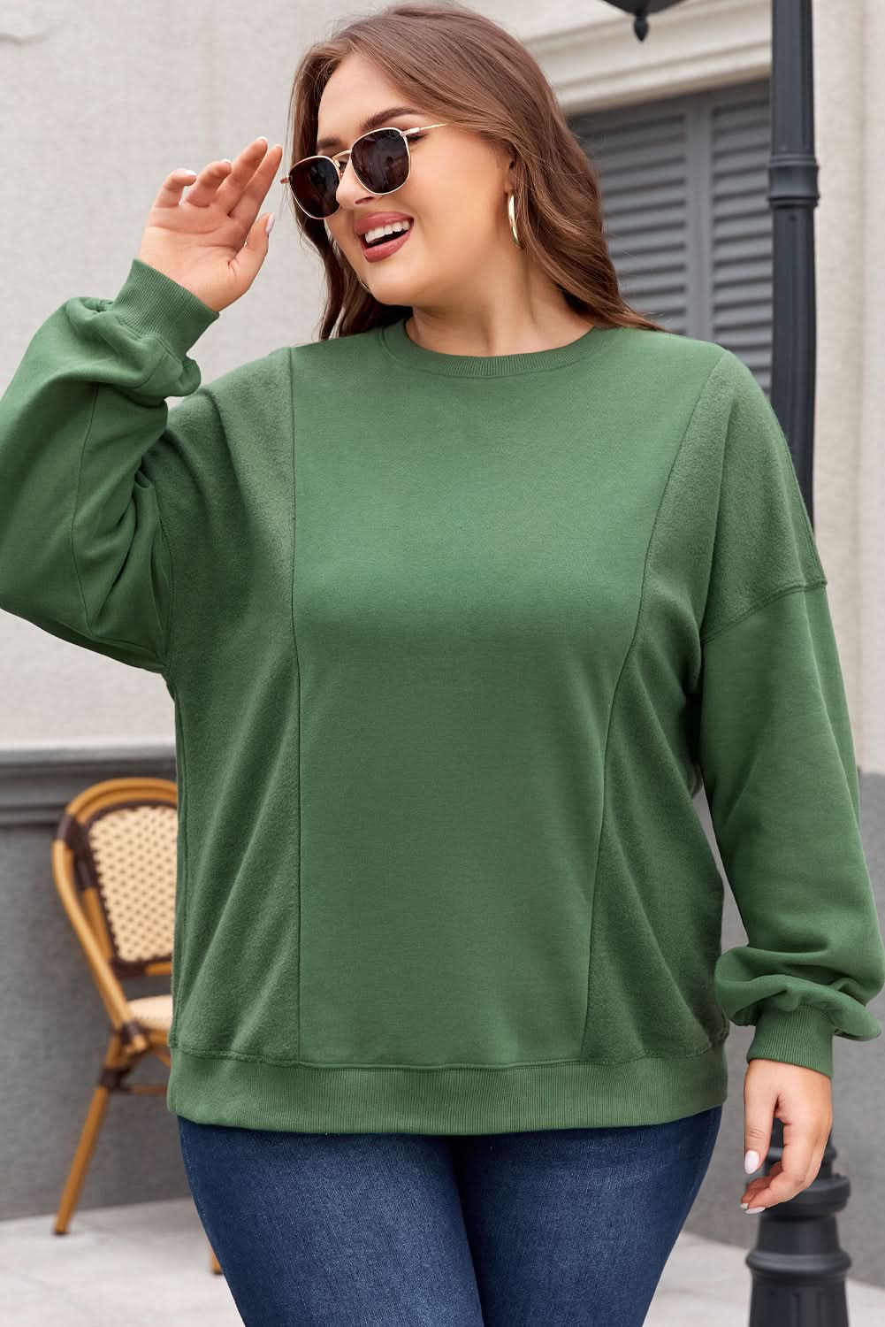 Chic plus size blackish green sweatshirt