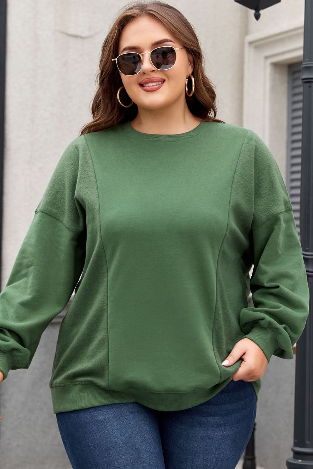 Chic plus size blackish green sweatshirt