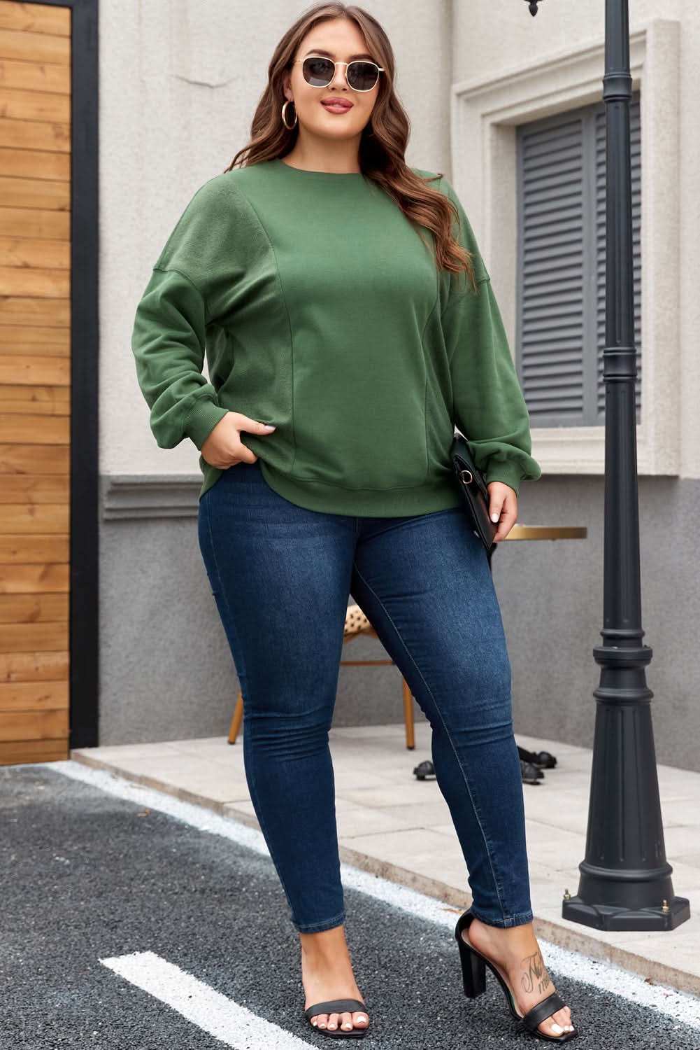 Chic plus size blackish green sweatshirt
