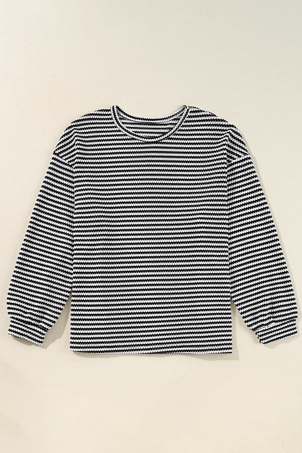 Chic plus size black striped tee