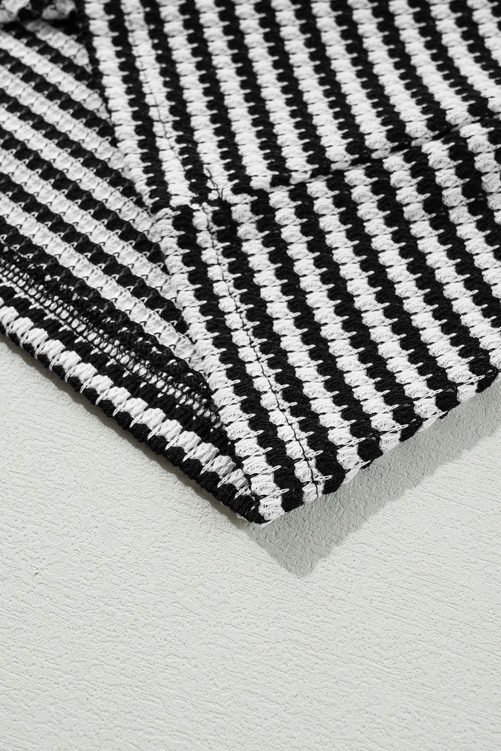 Chic plus size black striped tee