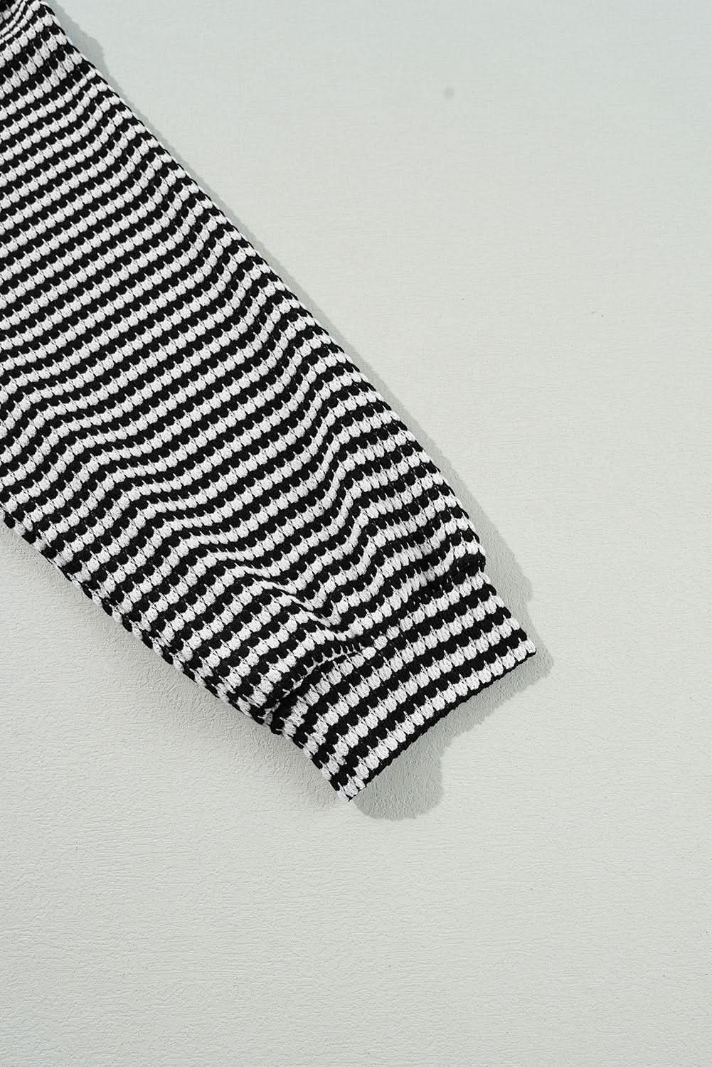 Chic plus size black striped tee