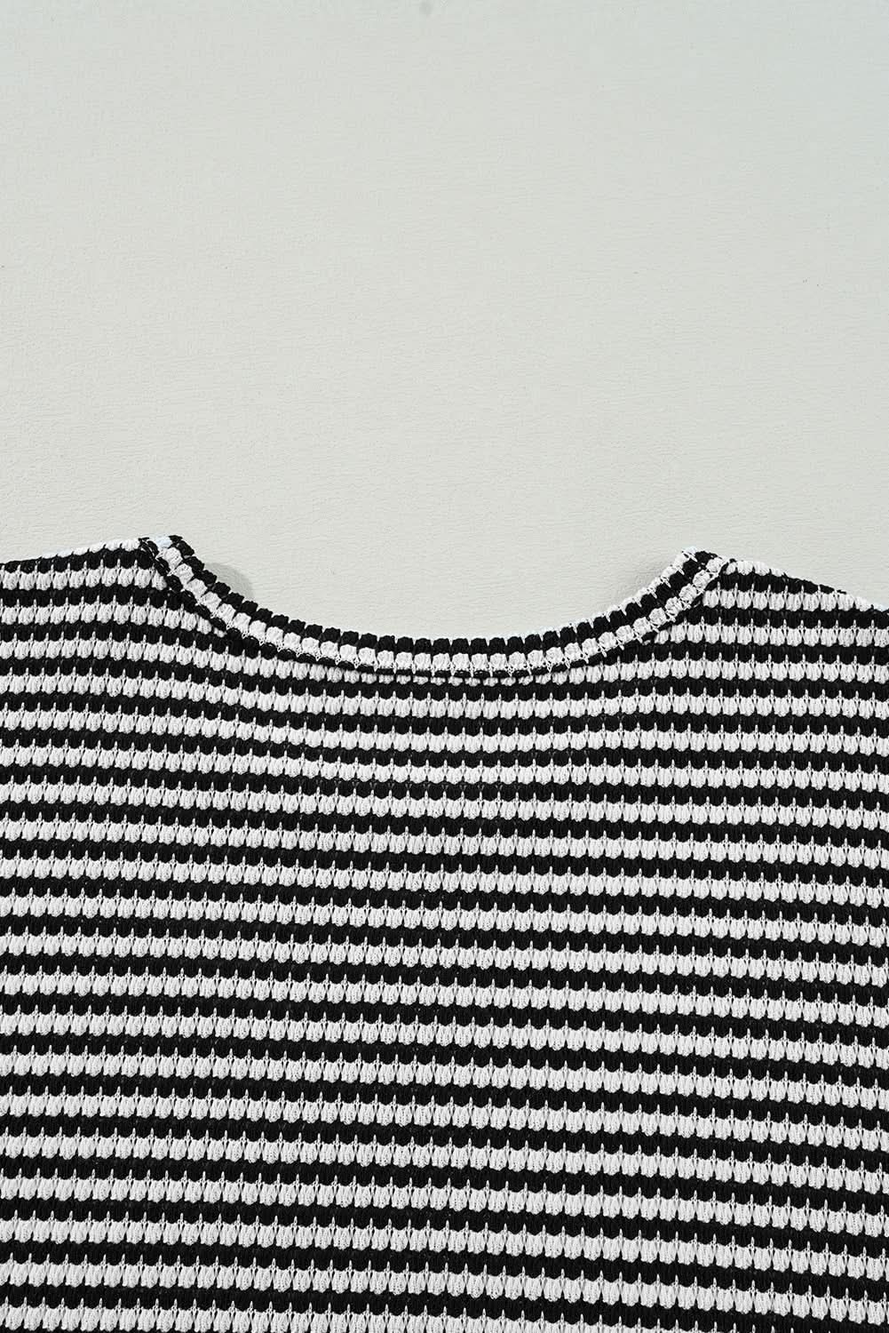 Chic plus size black striped tee