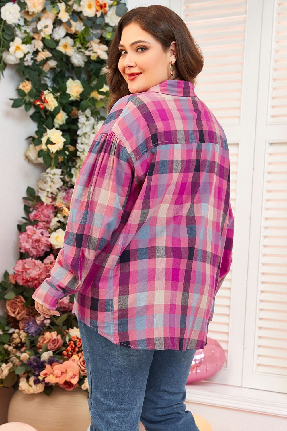 Chic plus size checkered shirt