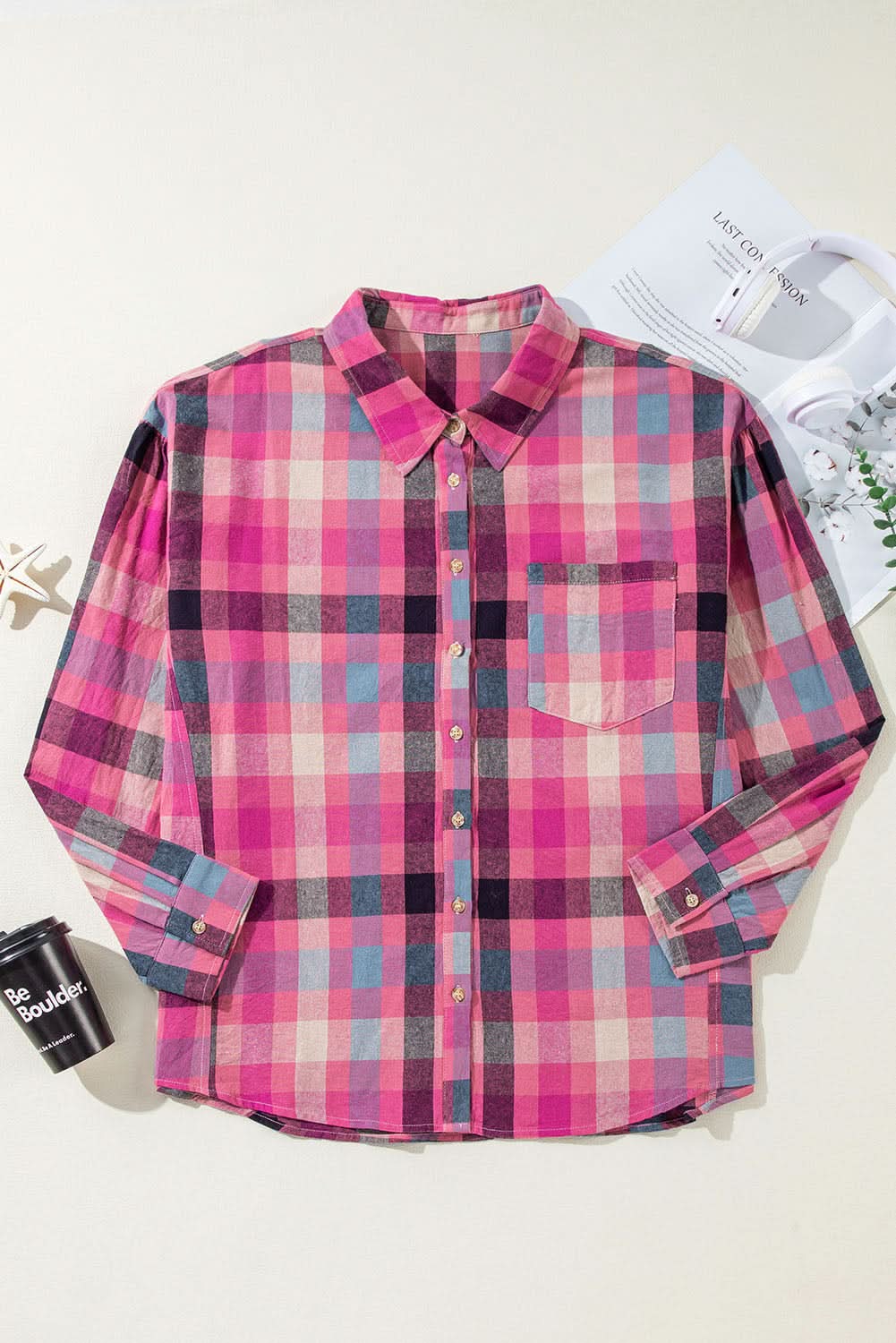 Chic plus size checkered shirt