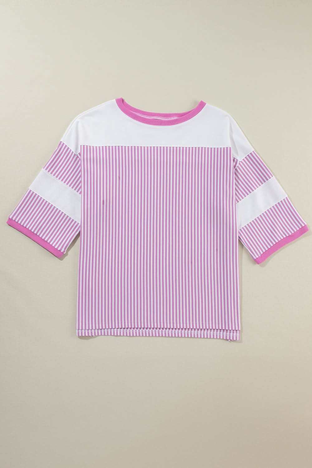 Chic plus size pink stripe tee
