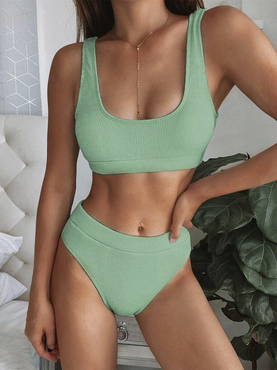 Chic scoop neck bikini set