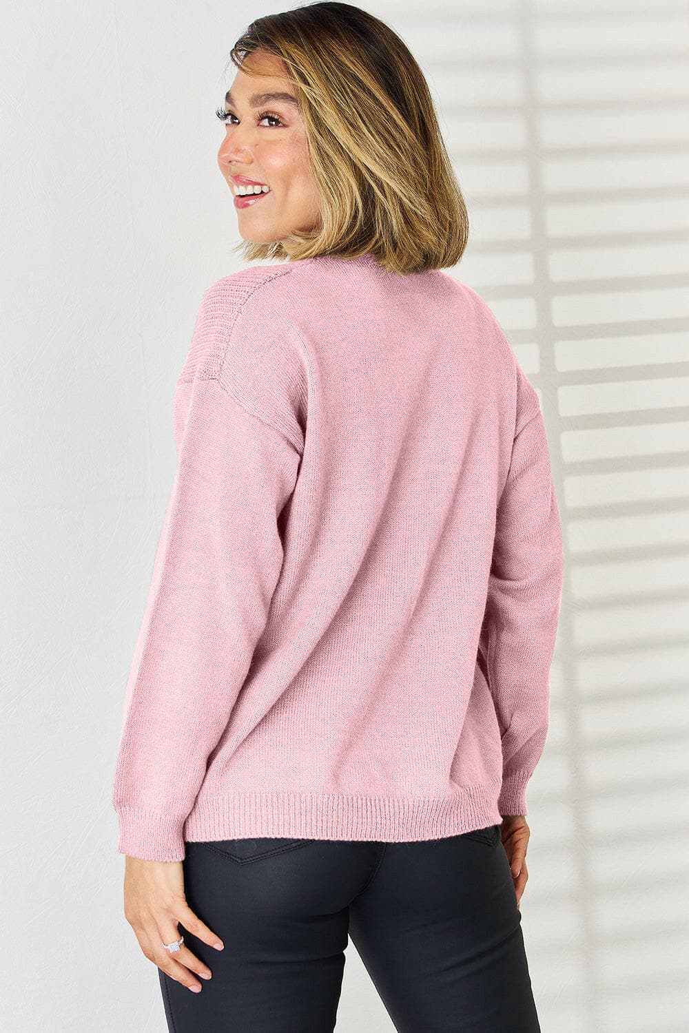 Chic slit tied dropped shoulder sweater