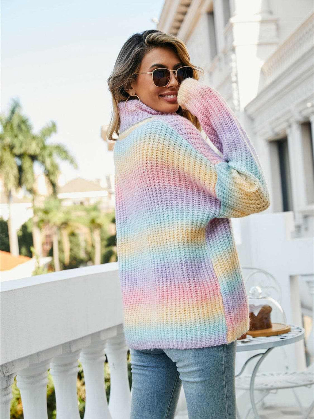 Chic turtleneck sweater - dropped shoulders