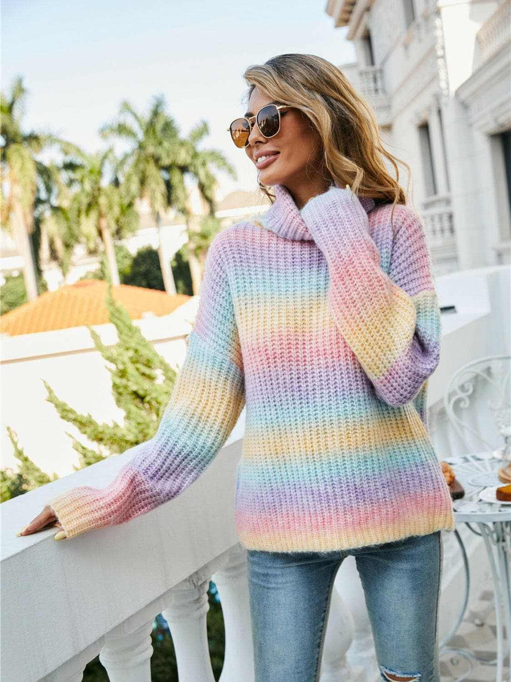 Chic turtleneck sweater - dropped shoulders