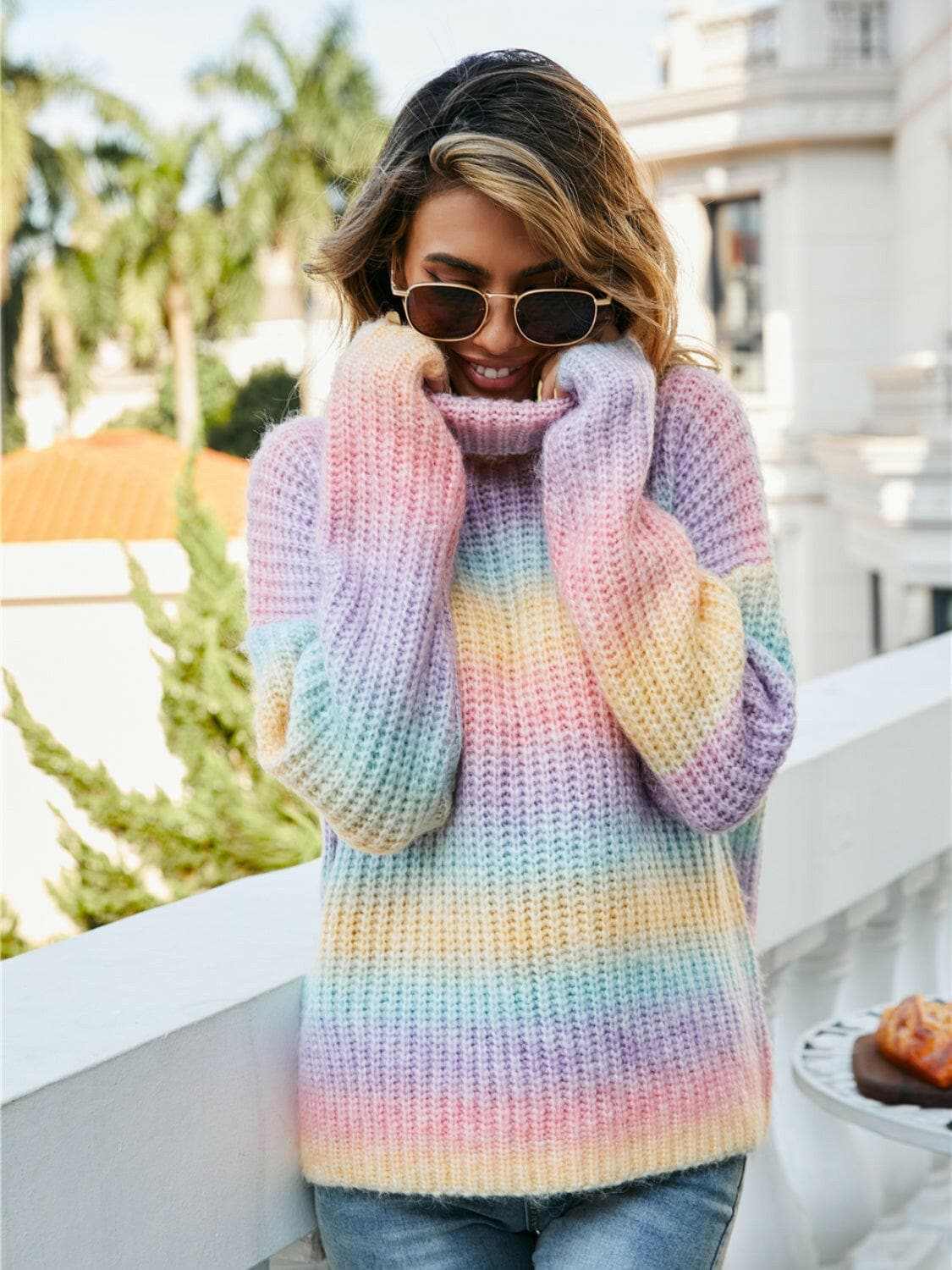 Chic turtleneck sweater - dropped shoulders
