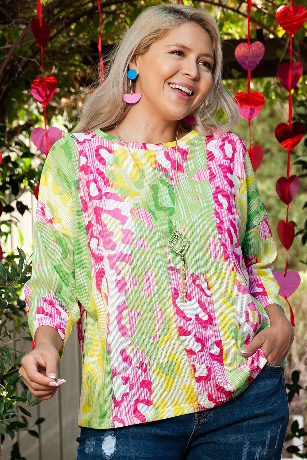 Color block leopard tee - plus size