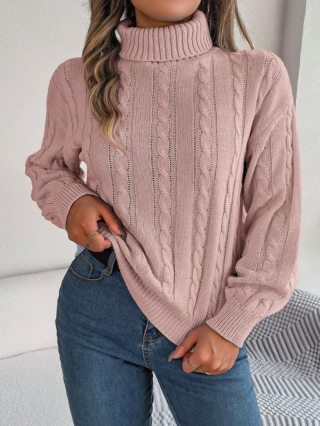Cozy Cable-Knit Turtleneck Sweater