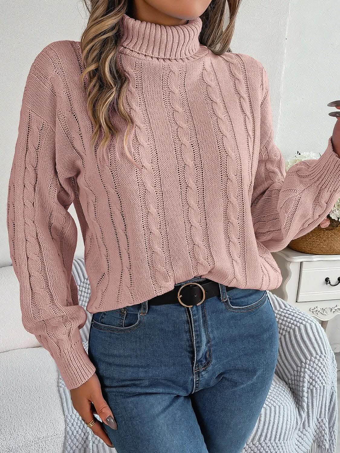 Cozy Cable-Knit Turtleneck Sweater