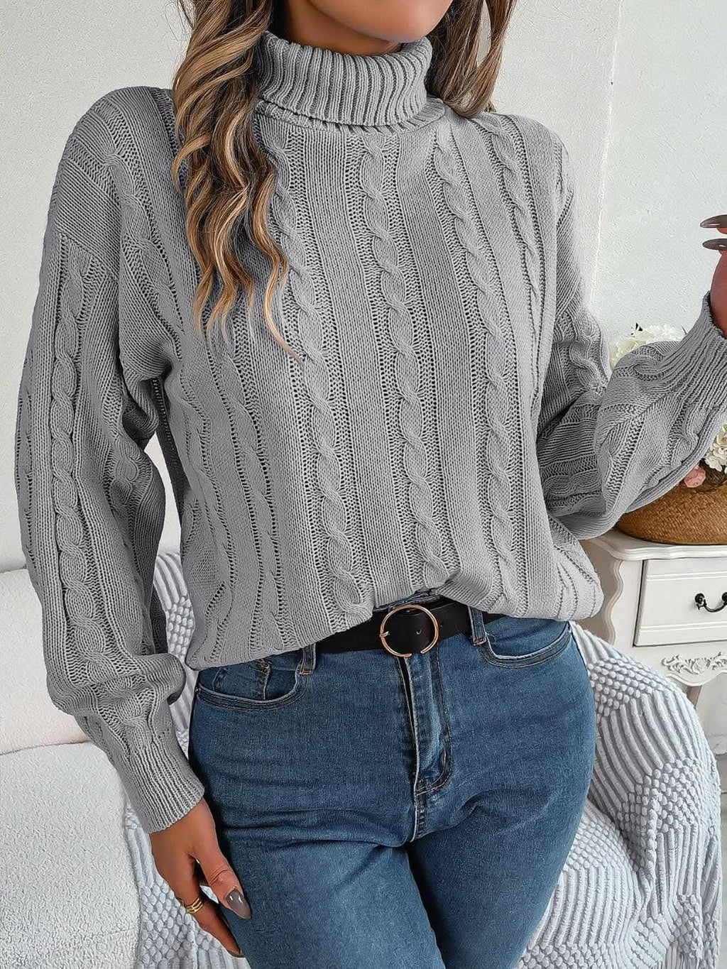 Cozy Cable-Knit Turtleneck Sweater