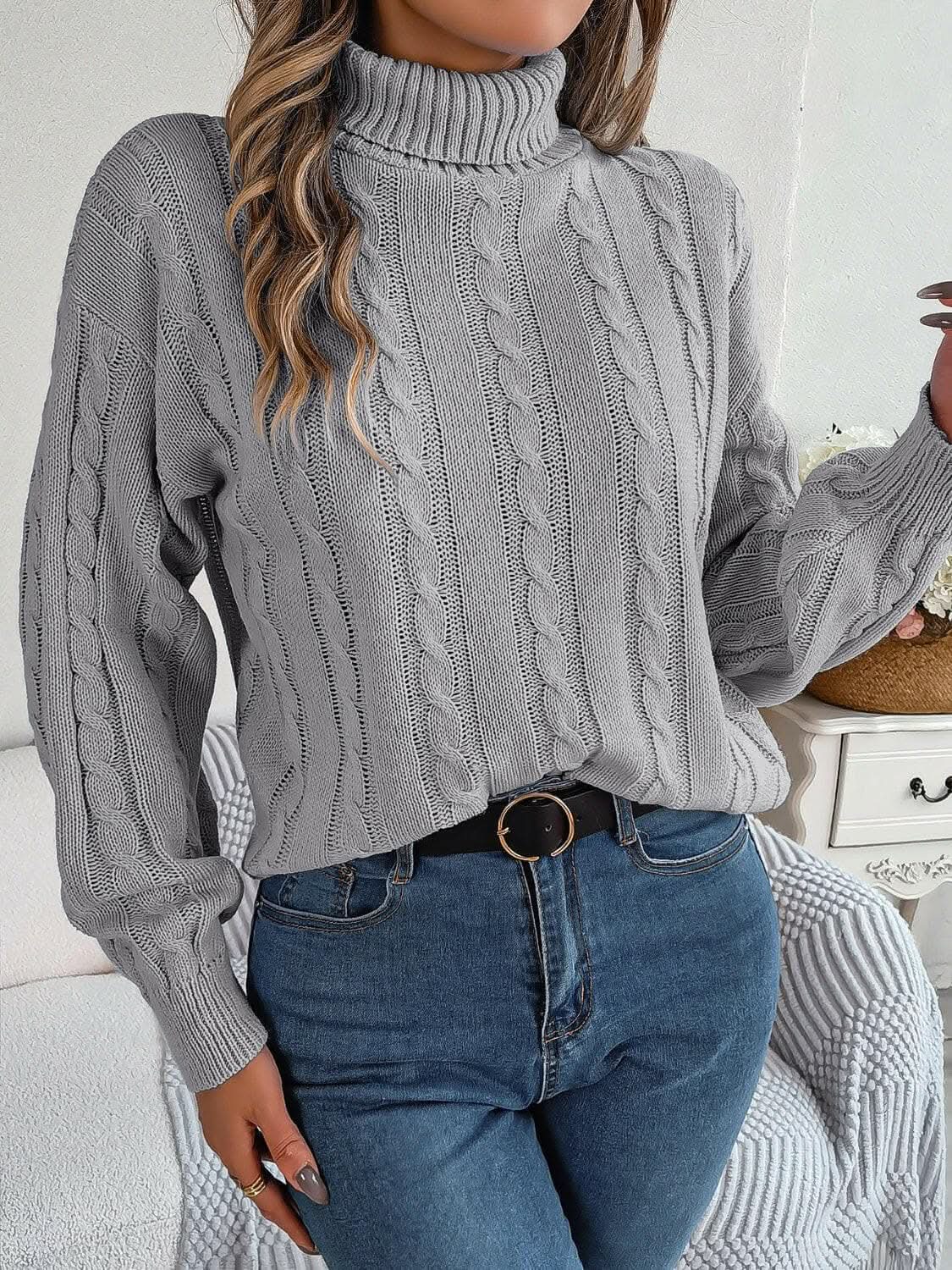 Cozy Cable-Knit Turtleneck Sweater