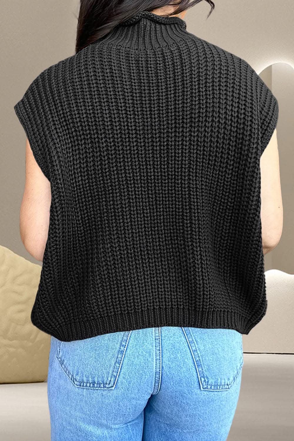 Cozy cable-knit mock neck sweater