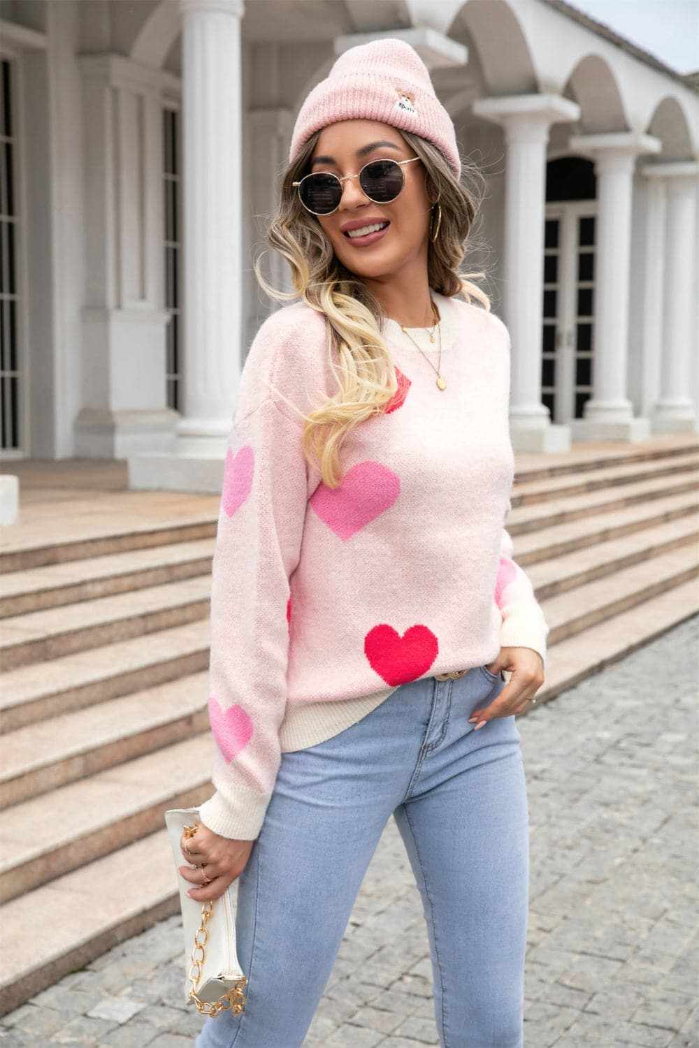 Cozy heart dropped shoulder sweater