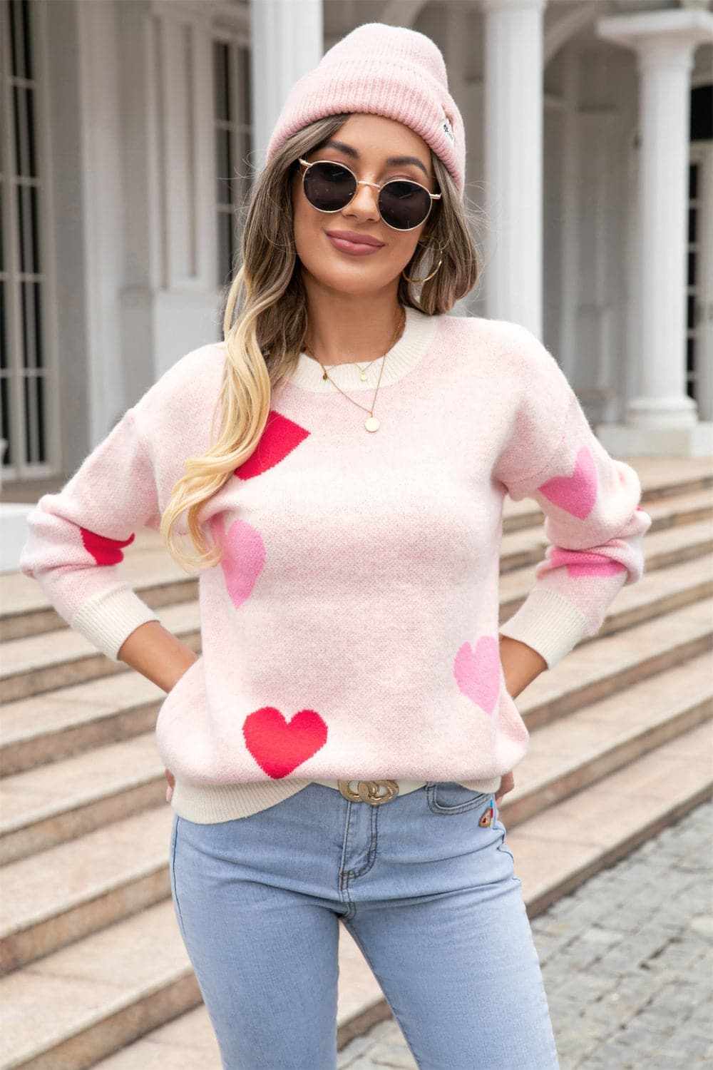 Cozy heart dropped shoulder sweater