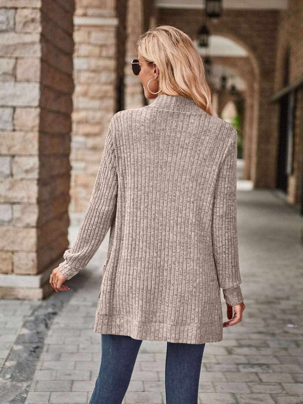 Cozy open front cardigan with pockets