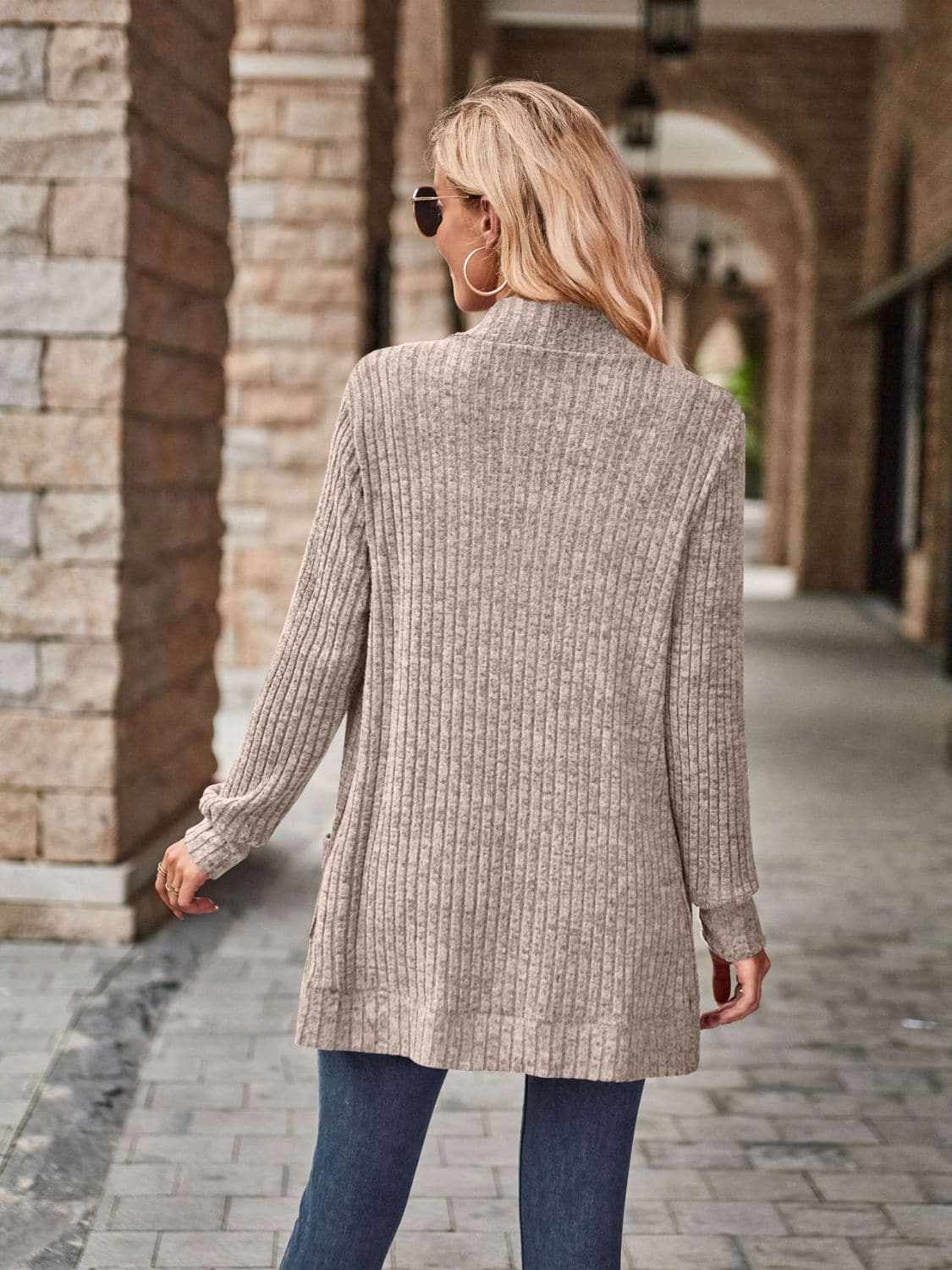 Cozy open front cardigan with pockets