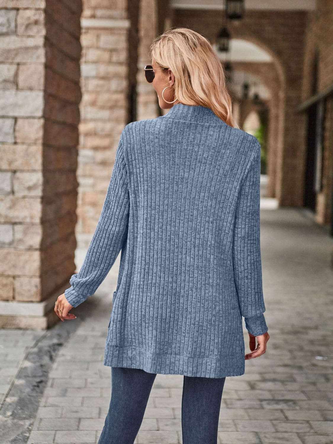 Cozy open front cardigan with pockets