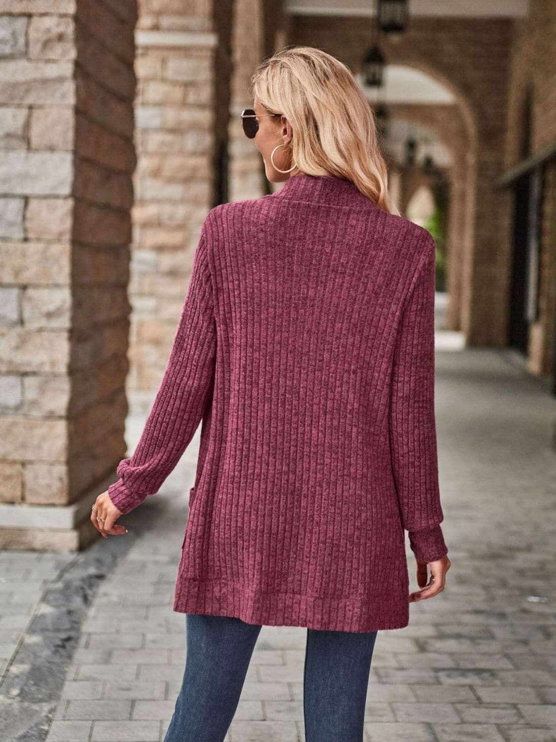 Cozy open front cardigan with pockets