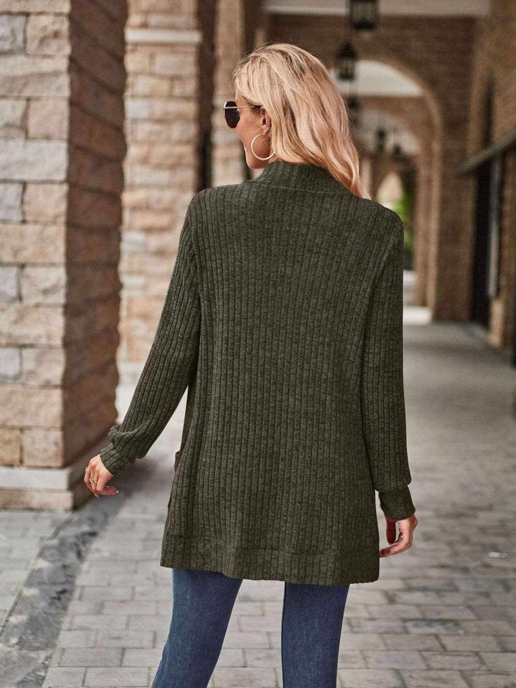 Cozy open front cardigan with pockets