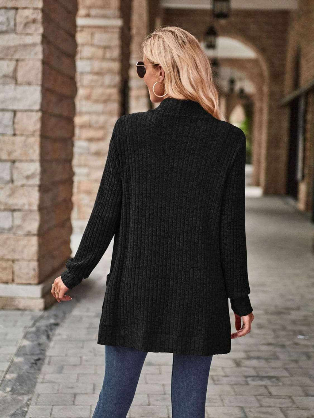 Cozy open front cardigan with pockets