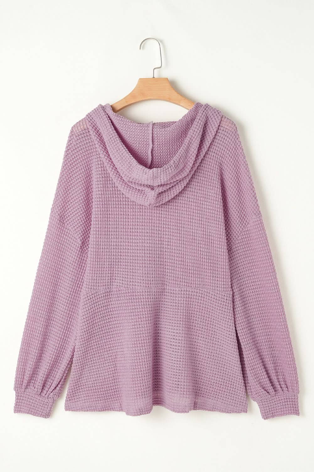 Cozy plus size hooded top with buttons