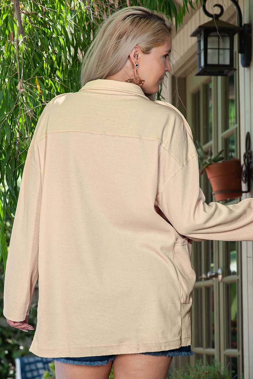 Cozy plus size thermal tunic with pockets